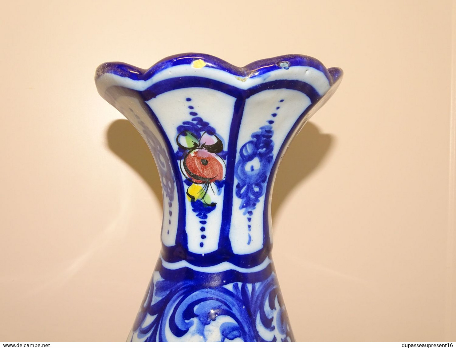 *JOLI ANCIEN GRAND VASE CERAMIQUE COLOREE PORTUGAL ALCOBACA DECO COLLECTION E