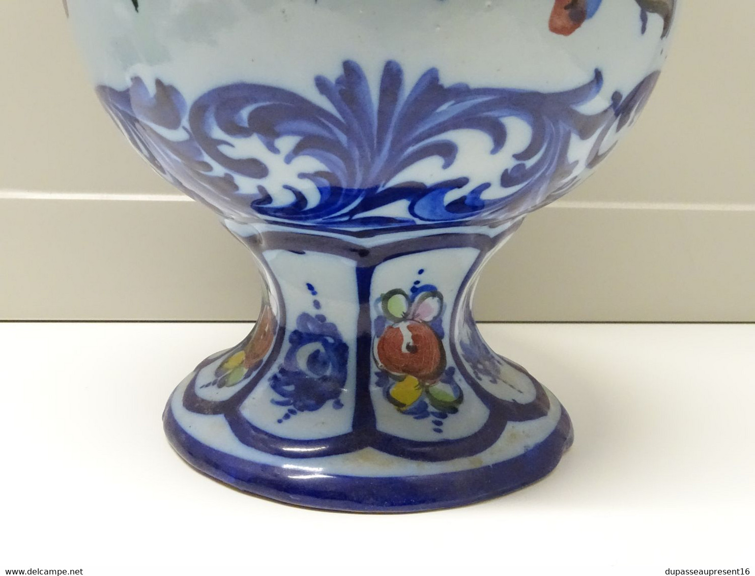 *JOLI ANCIEN GRAND VASE CERAMIQUE COLOREE PORTUGAL ALCOBACA DECO COLLECTION E