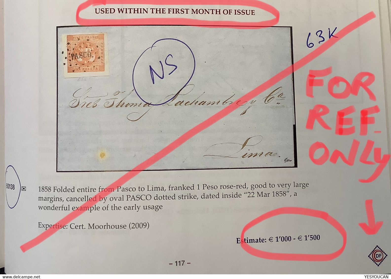 RARE EARLY DATE 12.4.1858 ! of Scott #4  1p red SUPERB cover CALLAO>Islay. Expert.Scheller & Todd. (Peru Perou lettre