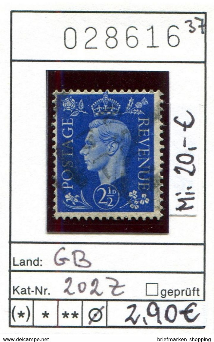 Grossbritannien 1937 - Great Britain 1937 - Grand Bretagne 1937 - Michel 202 Z -  Oo Oblit. Used Gebruikt - Gebruikt