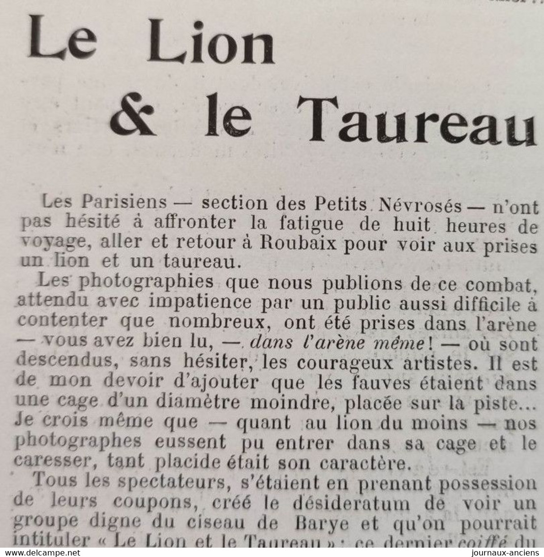 1899 ROUBAIX - ARÈNES - LE LION ET LE TAUREAUX  - LA VIE AU GRAND AIR - Magazines - Before 1900