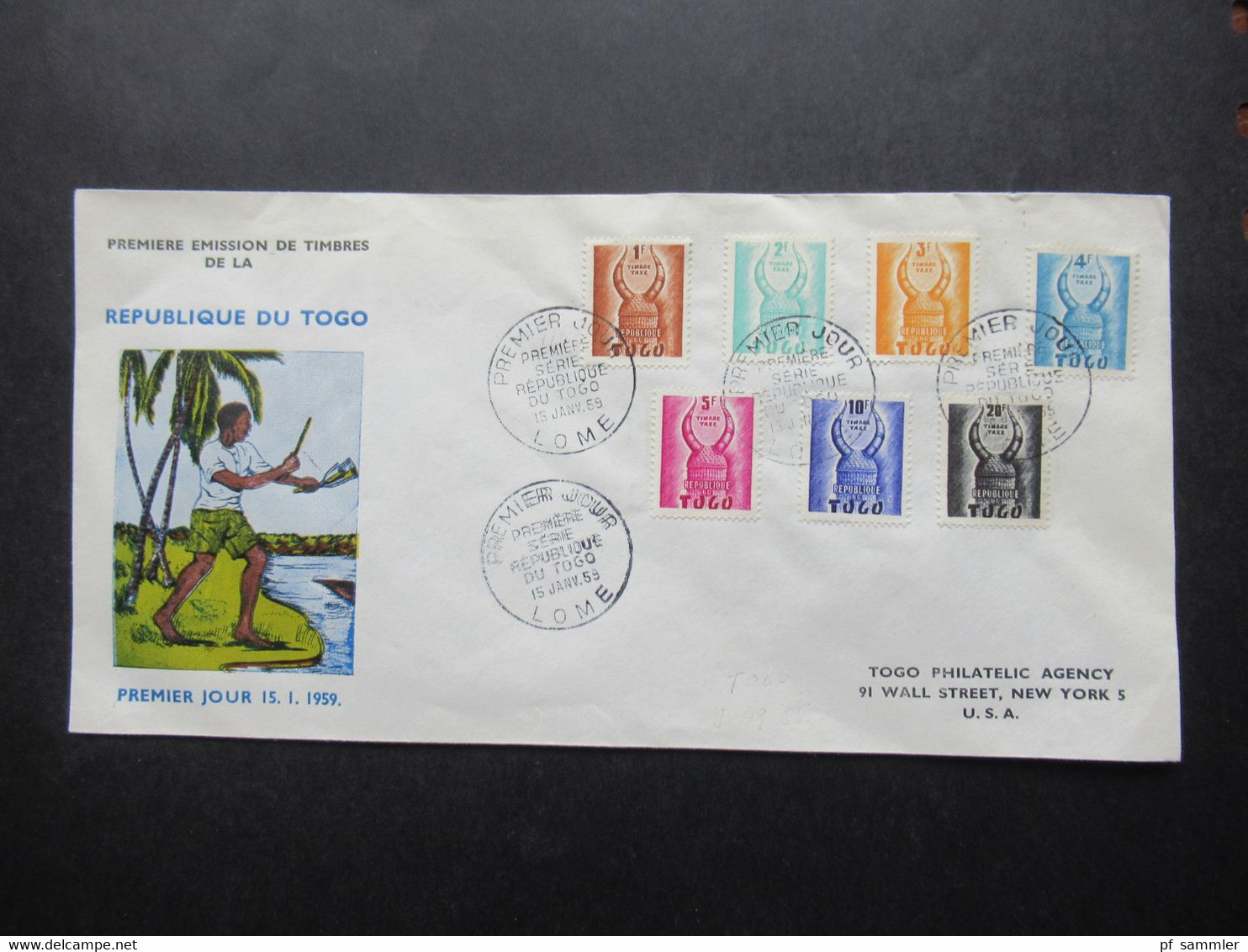 Afrika Frankreich Kolonie Republique Du Togo 1959 FDC Premiere Serie Republique Du Togo 15.1.1959 Lome - Covers & Documents