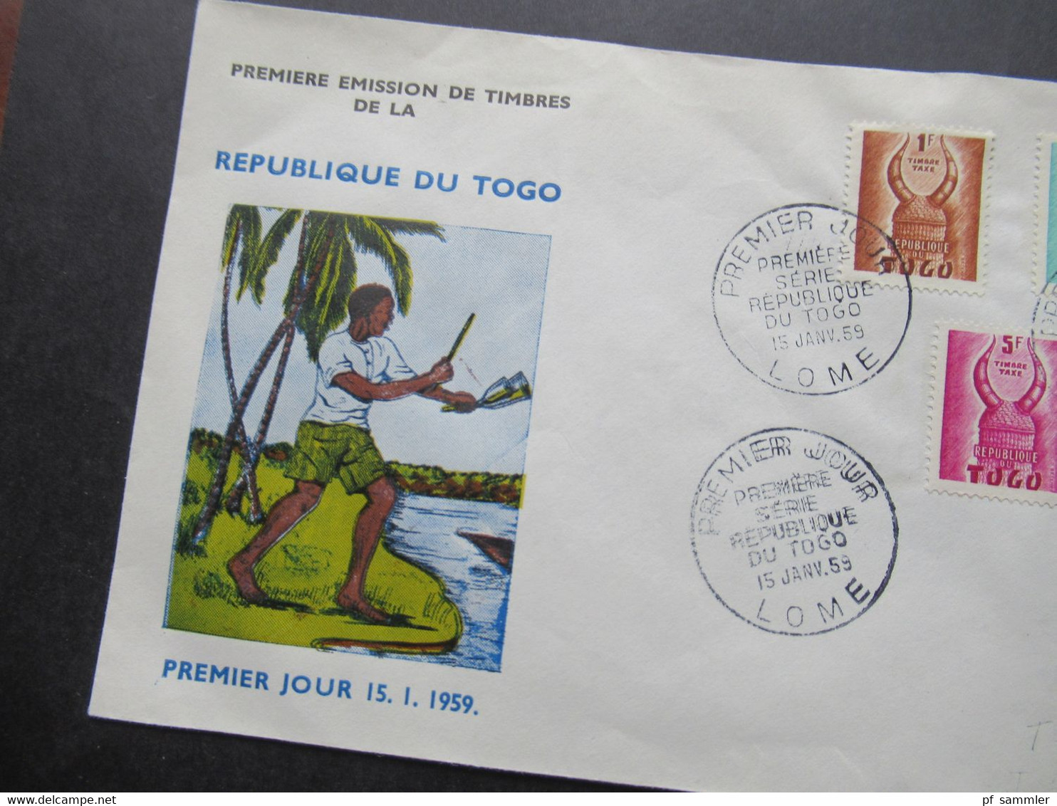 Afrika Frankreich Kolonie Republique Du Togo 1959 FDC Premiere Serie Republique Du Togo 15.1.1959 Lome - Briefe U. Dokumente