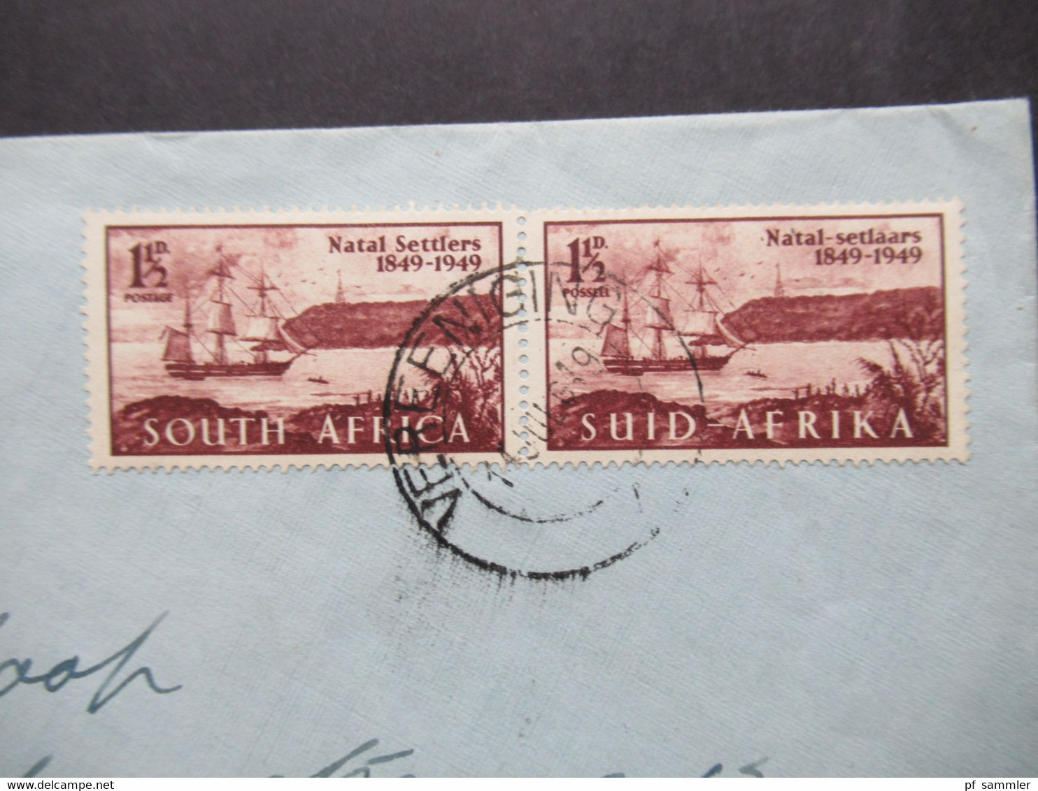 Afrika GB Kolonie 1949 Natal Settlers Waagerechtes Paar South Africa Und Suid Afrika Nach Berlin Gesendet - Lettres & Documents