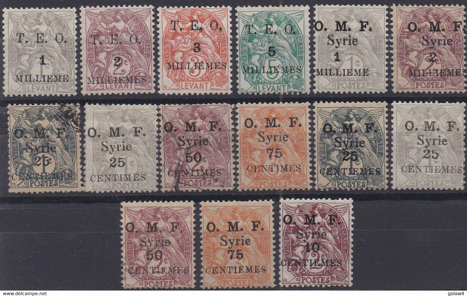 28045# LOT TYPE BLANC Surcharge SYRIE TEO OMF GRAND LIBAN CILICIE SAND EST SANDJAK ** - * Oblitéré Cote 75 Euros - Unused Stamps