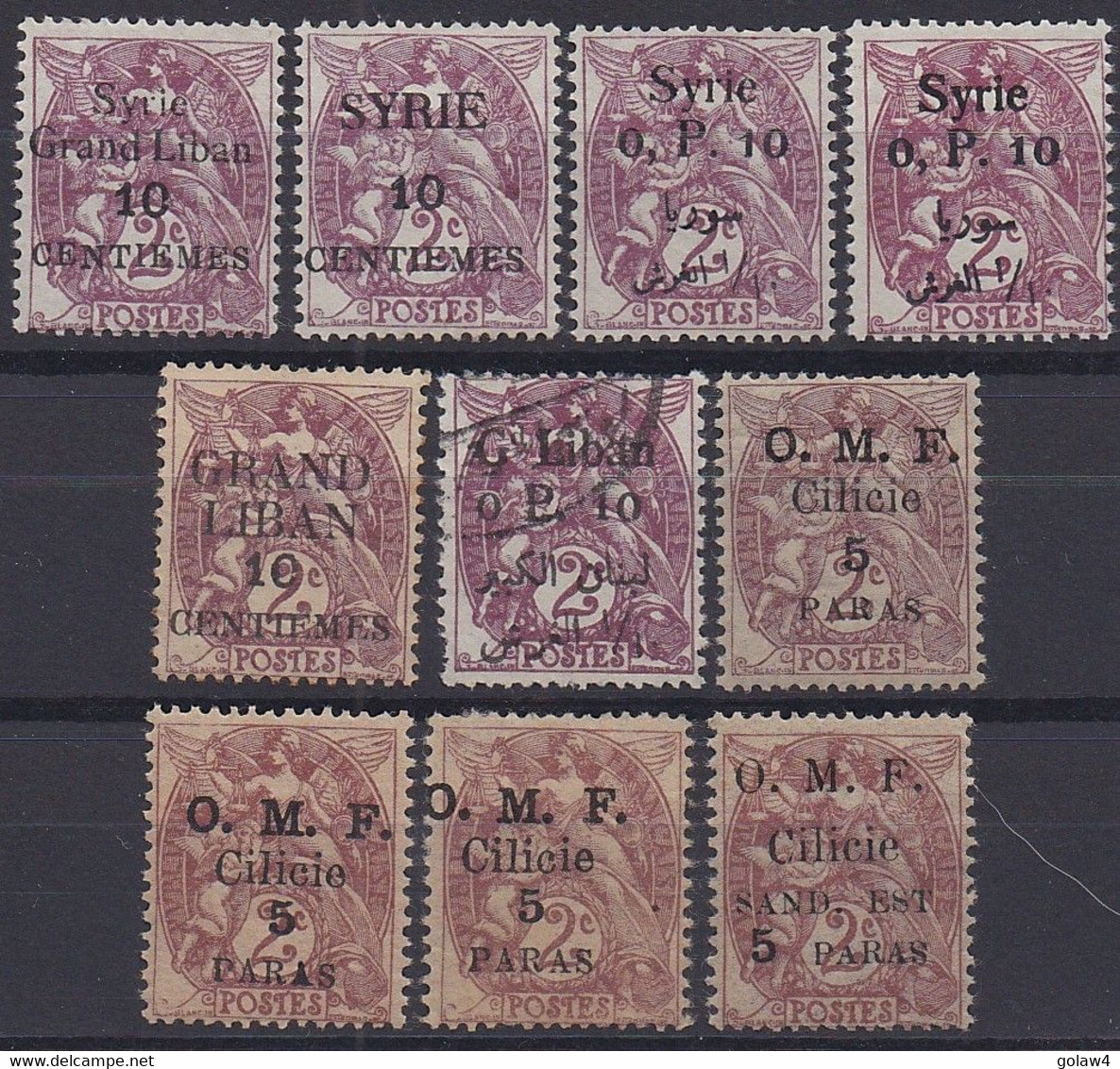 28045# LOT TYPE BLANC Surcharge SYRIE TEO OMF GRAND LIBAN CILICIE SAND EST SANDJAK ** - * Oblitéré Cote 75 Euros - Unused Stamps