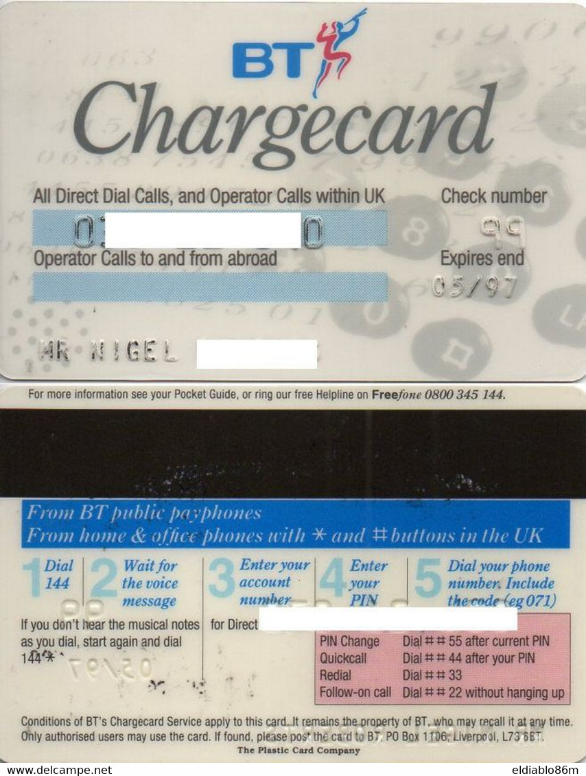 UNITED KINGDOM - BRITISH TELECOM CHARGECARD - 05/97 - MAGNETIC CARD - Andere & Zonder Classificatie