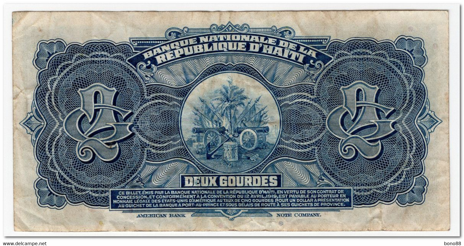 HAITI,2 GOURDES,L.1919 (1946-50),P.171,FINE - Haiti