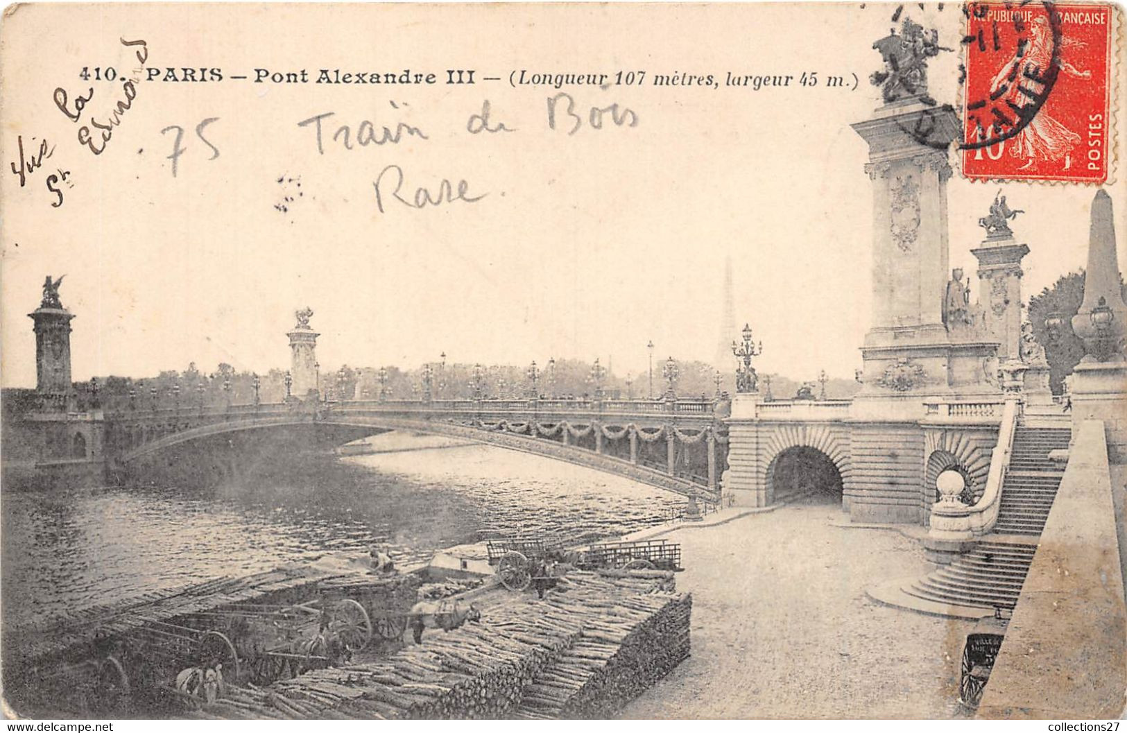 PARIS-75001-PONT ALEXANDRE III - ( TRANSPORT DE BOIS )- LONGUEUR 107 METRES LARGEUR 45 M - Ponts