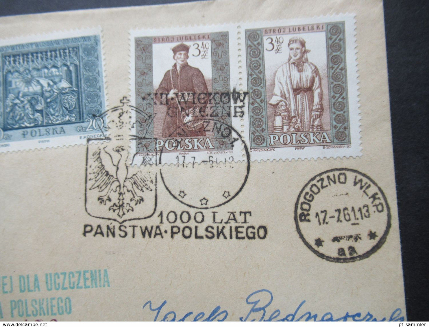 Polen 1961 Sonderbeleg Flugpost / Flugpostmarke Lot Poczty Szybowcowej Dla Uczczenia 1000 Lecia Panstwa Polskiego - Briefe U. Dokumente