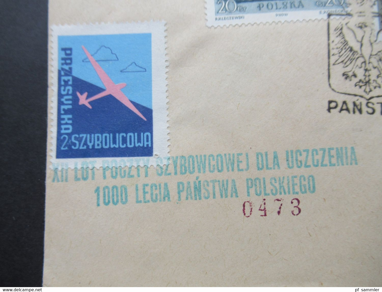 Polen 1961 Sonderbeleg Flugpost / Flugpostmarke Lot Poczty Szybowcowej Dla Uczczenia 1000 Lecia Panstwa Polskiego - Lettres & Documents