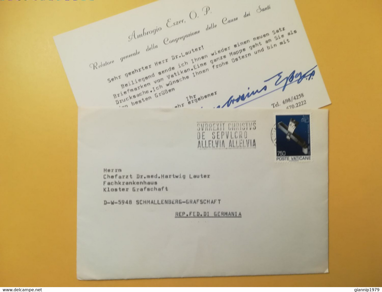 1991 BUSTA INTESTATA LETTERA LETTER COVER VATICANO VATICAN BOLLO OBSERVATORY OBLITERE' CITTA' DEL VATICANO FOR GERMANY - Brieven En Documenten