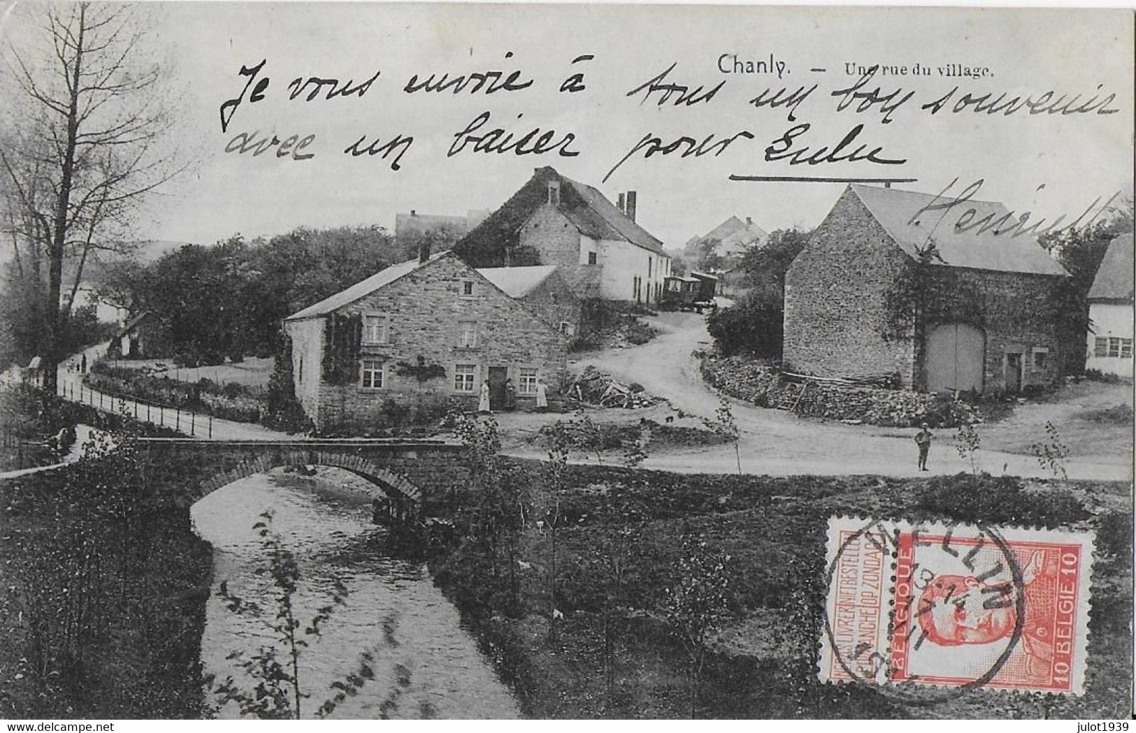 CHANLY ..-- Le VILLAGE . 1916? Vers ASNIERES ( Mme DUCOURTY? ) . Signé : Henriette , Mme LEFEBVRE .. Voir Verso . - Wellin