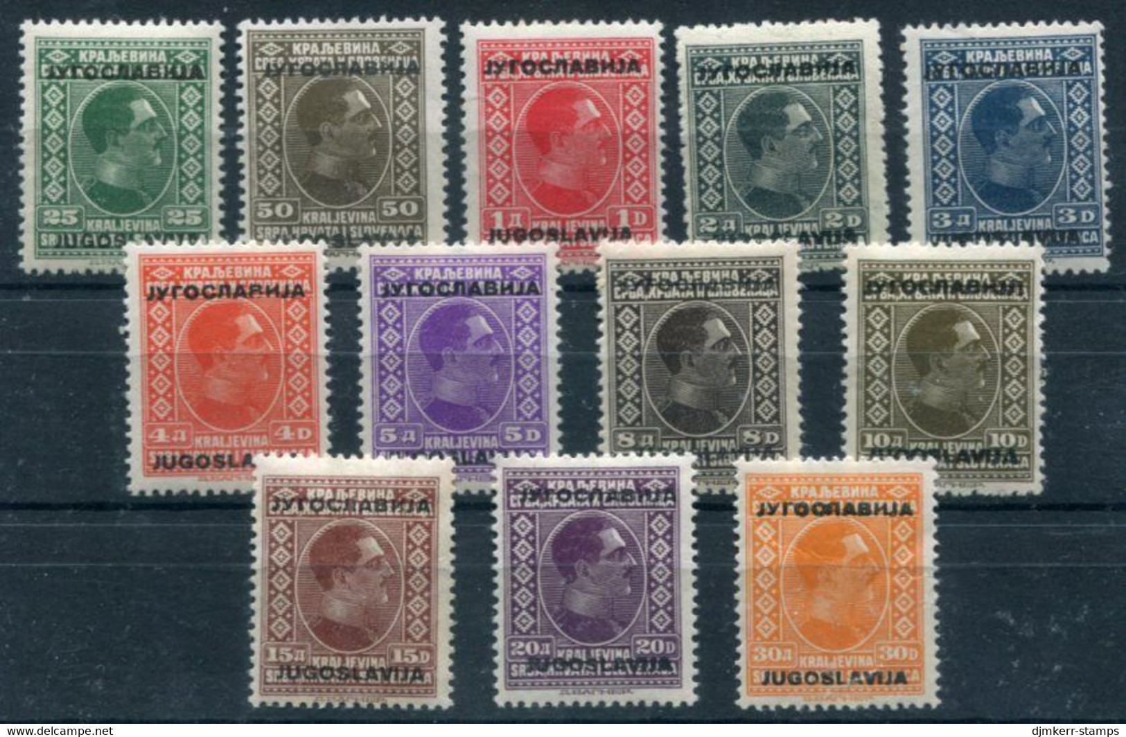 YUGOSLAVIA 1933 Overprinted Portrait Definitives LHM / *.  Michel 257-68 - Unused Stamps