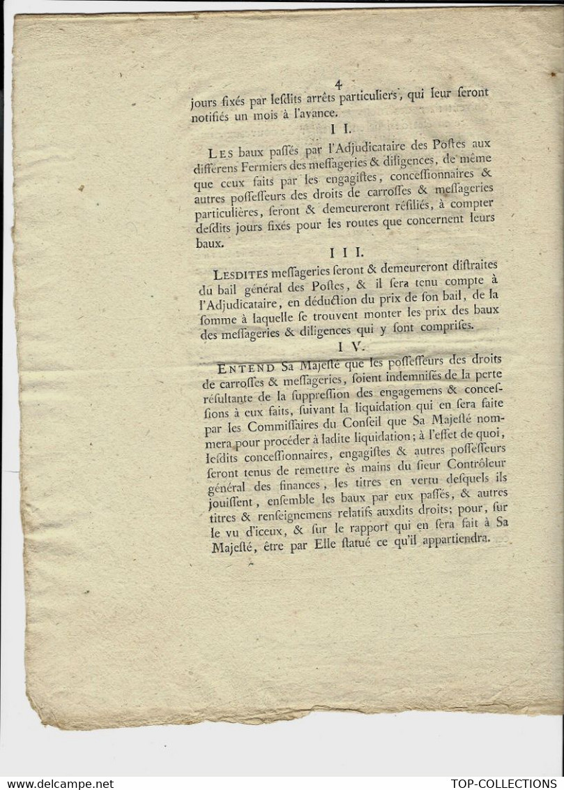 1775  ANCIEN REGIME "TURGOT" ADMINISTRATION MESSAGERIES DILIGENCES CARROSSES POSTES à CHEVAUX "LES TURGOTINES" - Documents Historiques
