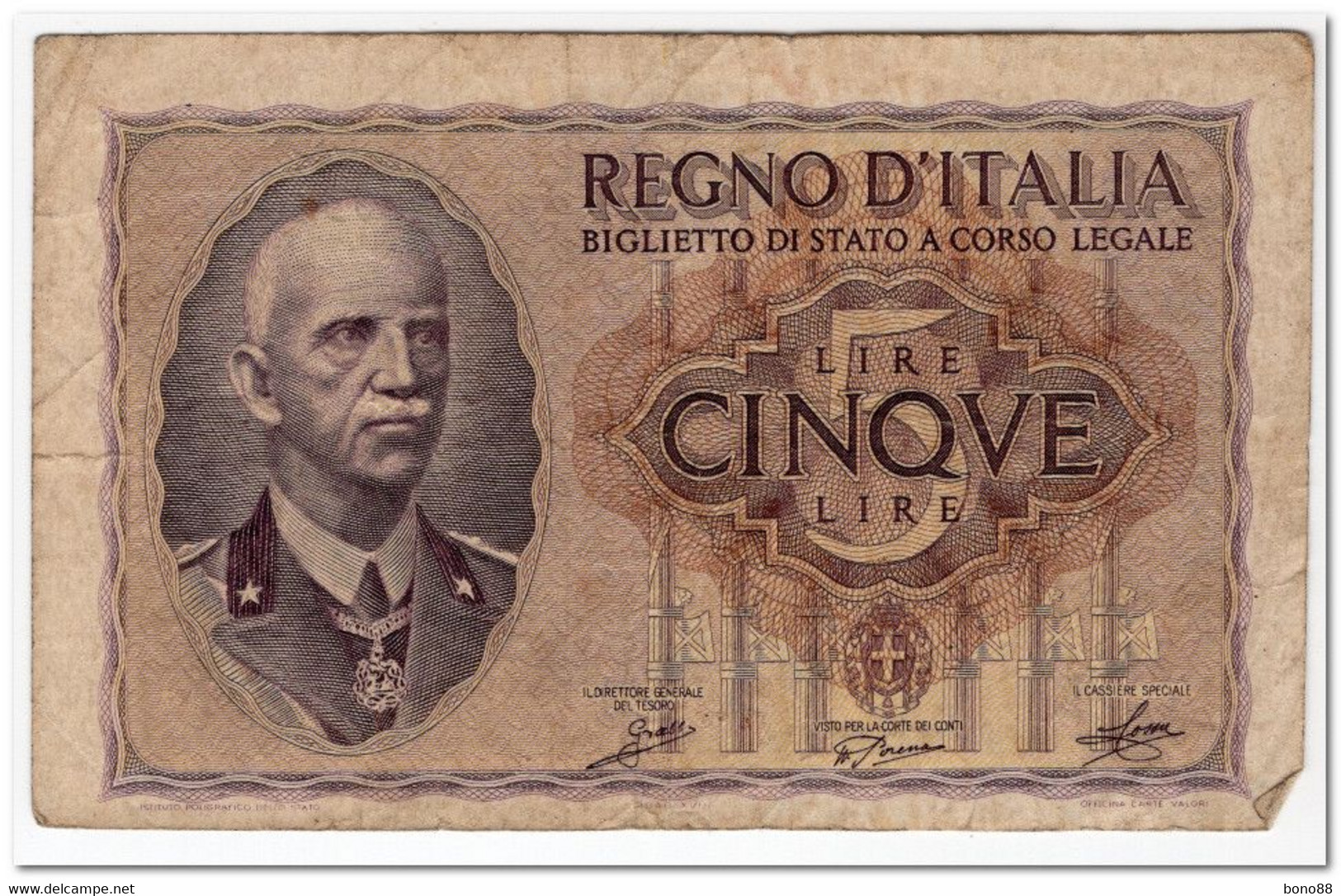 ITALY,5 LIRE,1944,P.28,F-VF - Collections