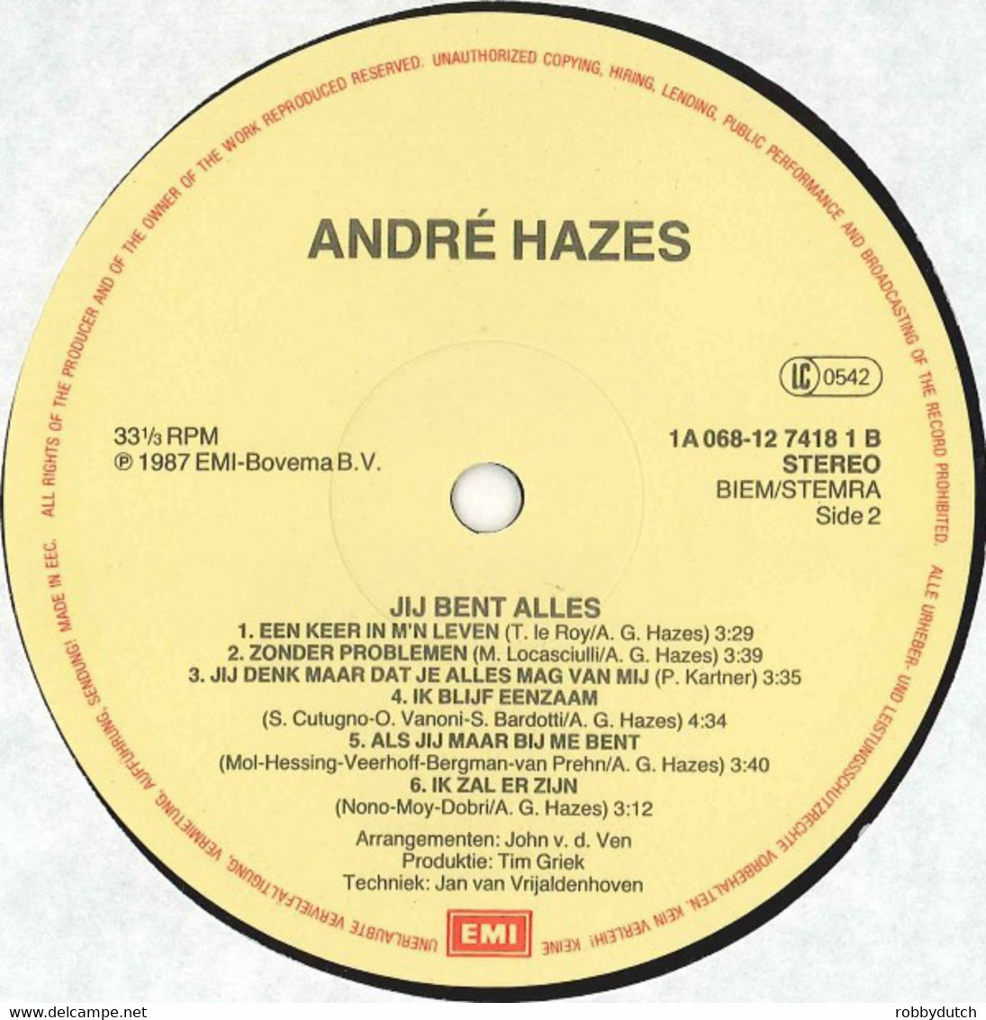 * LP * ANDRÉ HAZES - JIJ BENT ALLES - Sonstige - Niederländische Musik