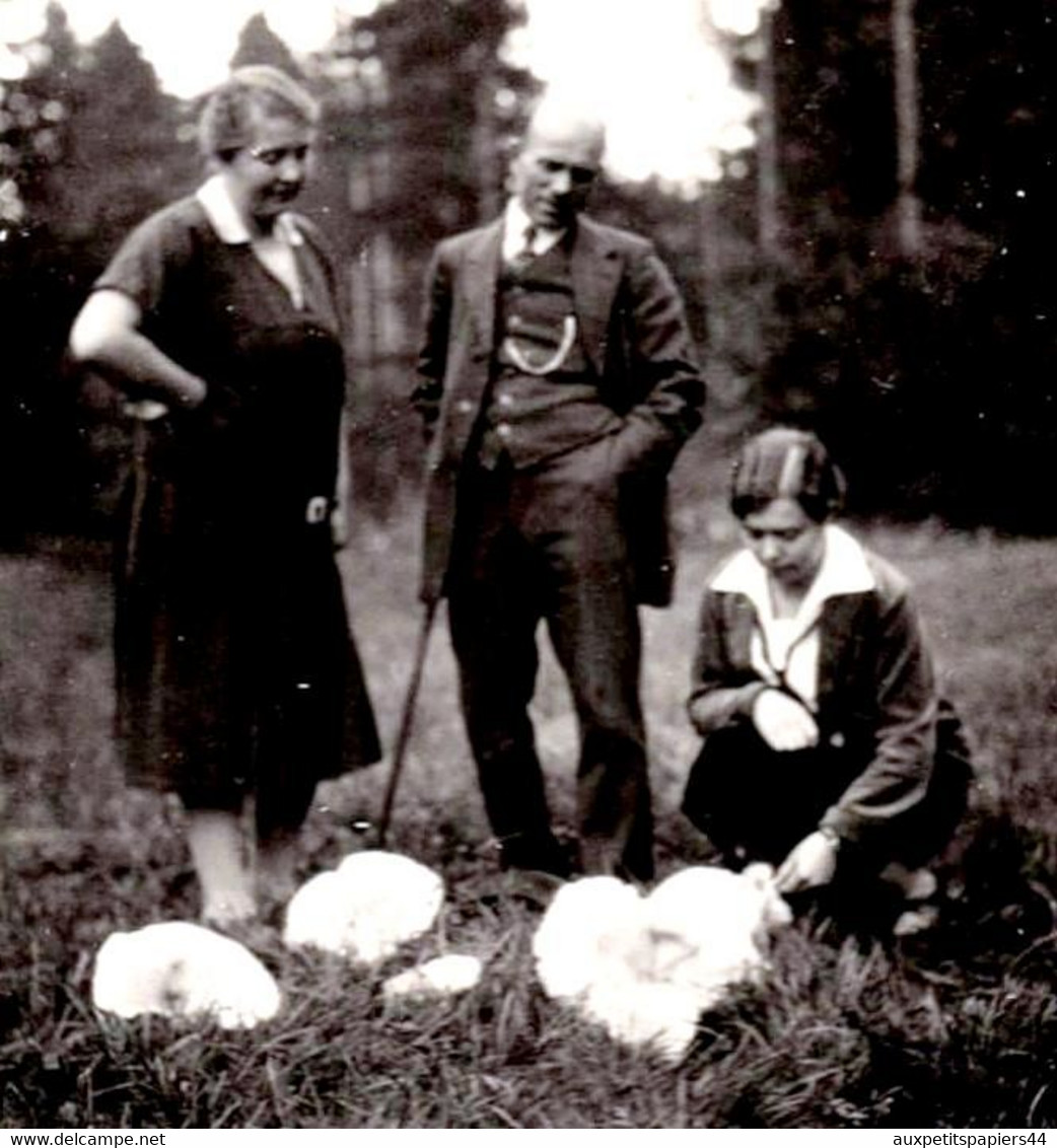 2 Mystérieuses Photos Orig. Famille Au Pied De Chose Non Identifiée - Gros Champignons Blancs Ou Pas, Flou De Mr 1930' - Voorwerpen