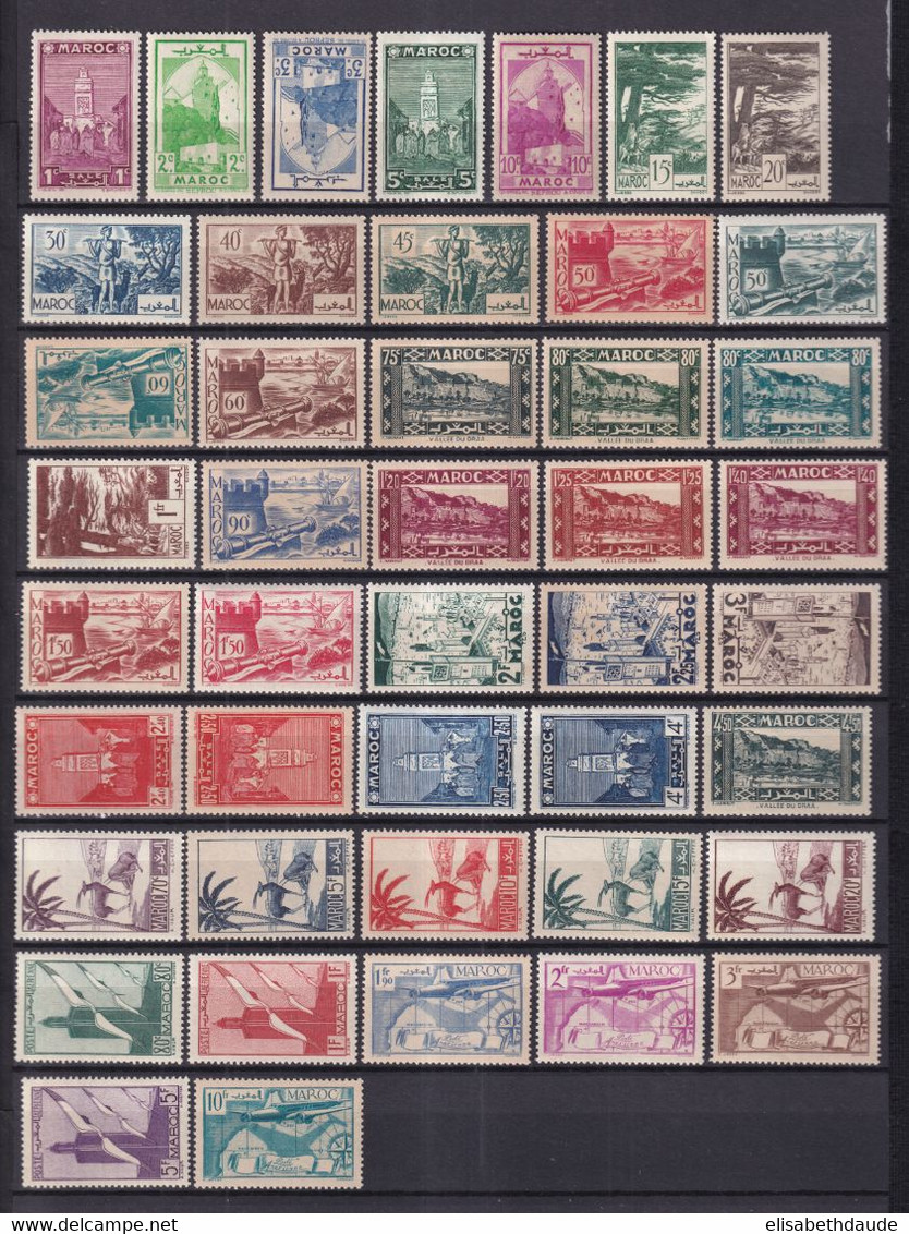 1939 - MAROC - ANNEE COMPLETE - YVERT N°163/199 + PA 43/49 ** MNH (4 PETITES VALEURS * MLH) - COTE = 59 EUR. - Unused Stamps