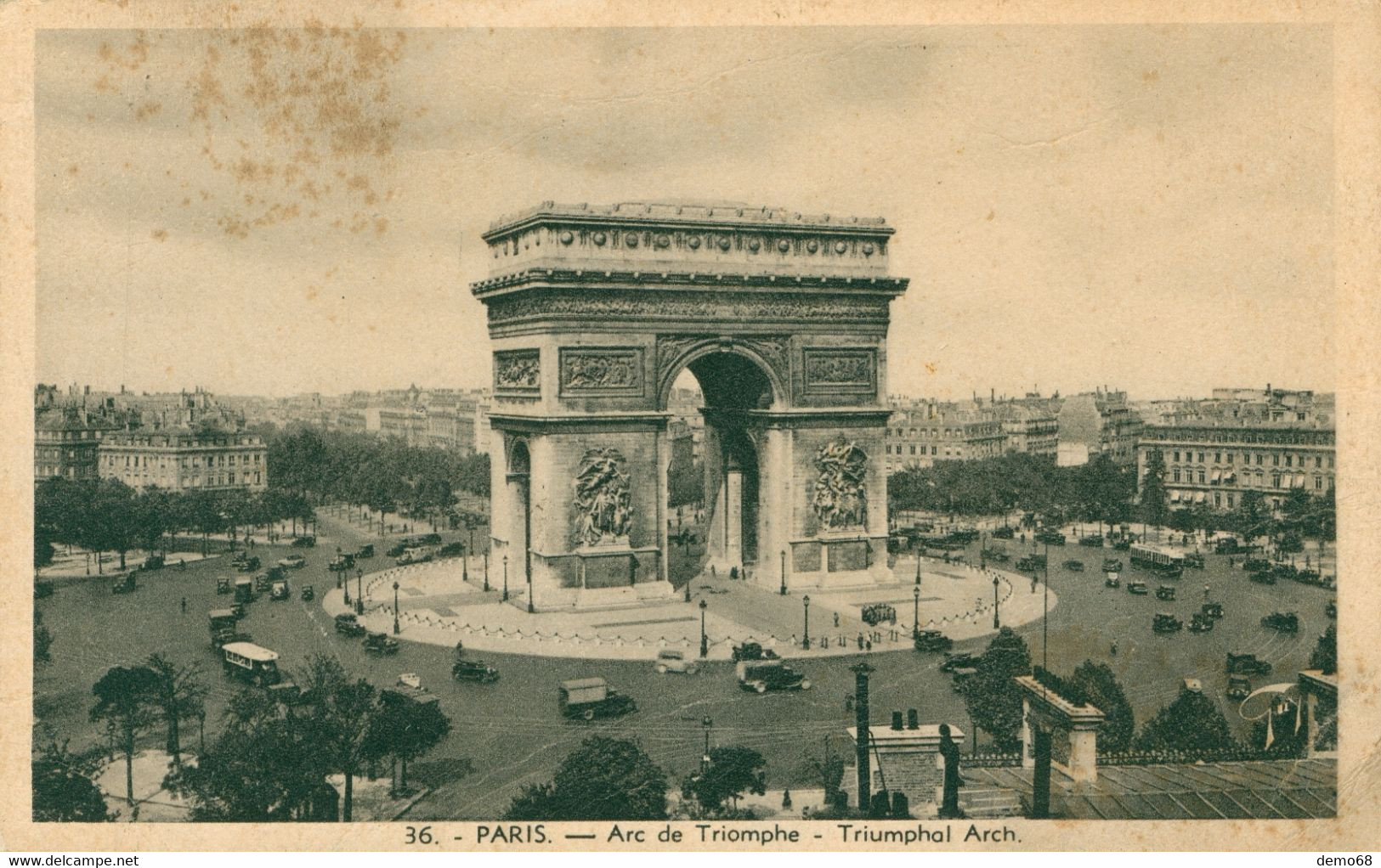 Paris cpa 75 Arc de Triomphe place de l' Etoile Lot 6 cartes écrites voir verso