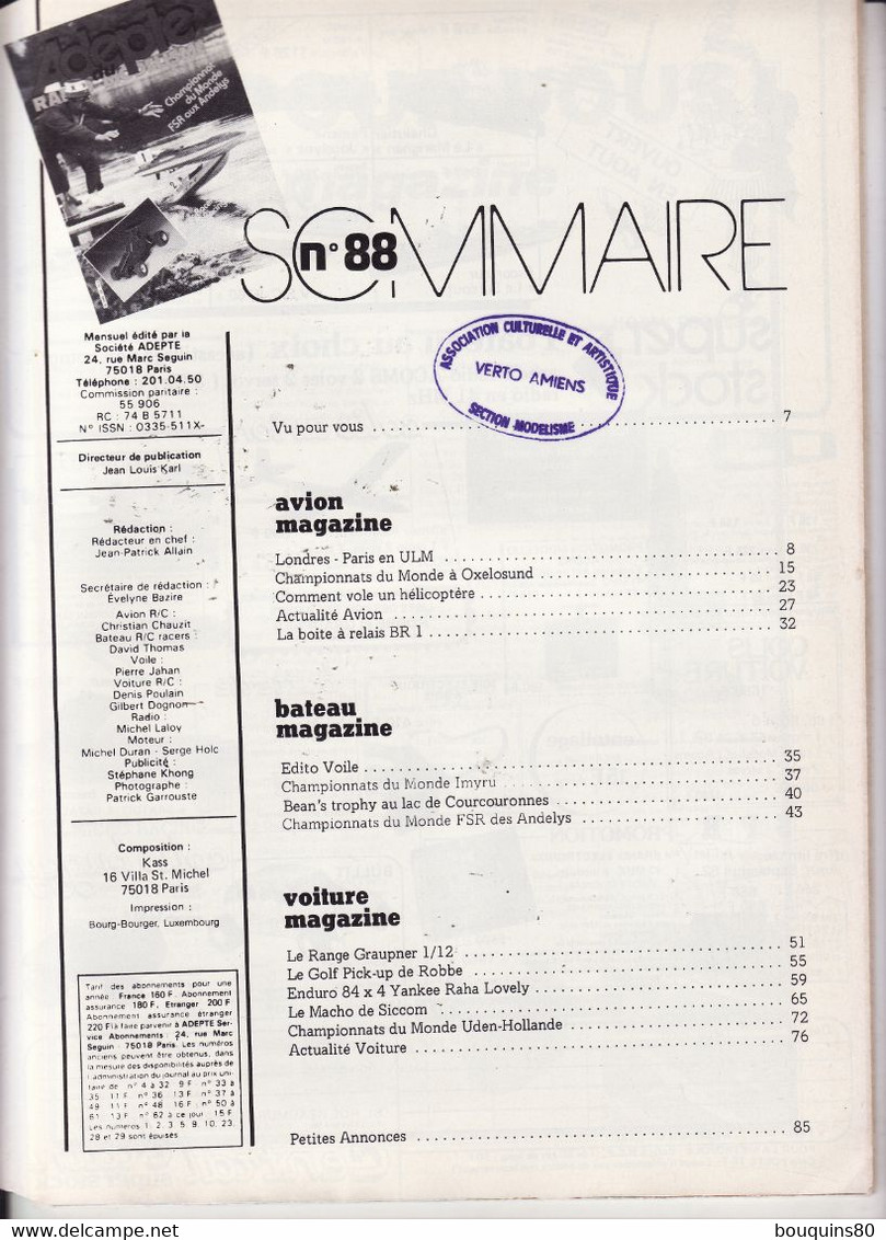 ADEPTE DU RADIO MODELISME N°88 Octobbre 1982 - Modellbau