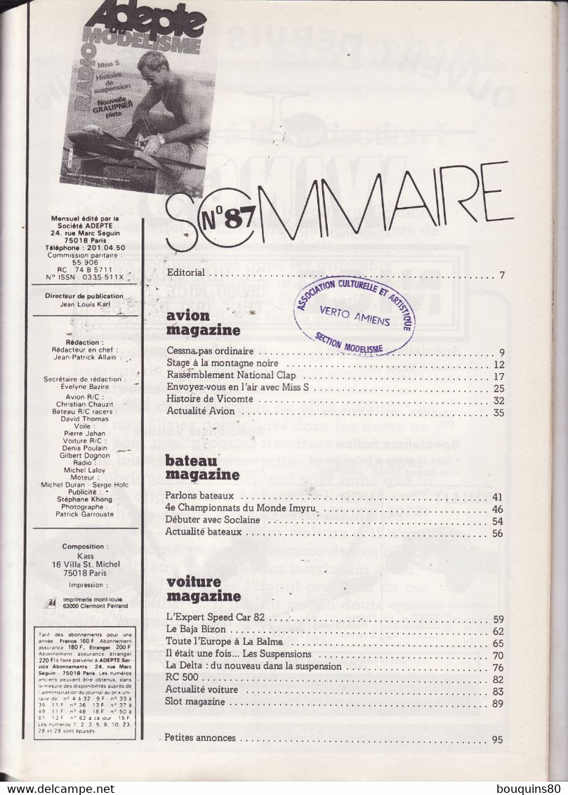 ADEPTE DU RADIO MODELISME N°87 Septembre 1982 - Model Making