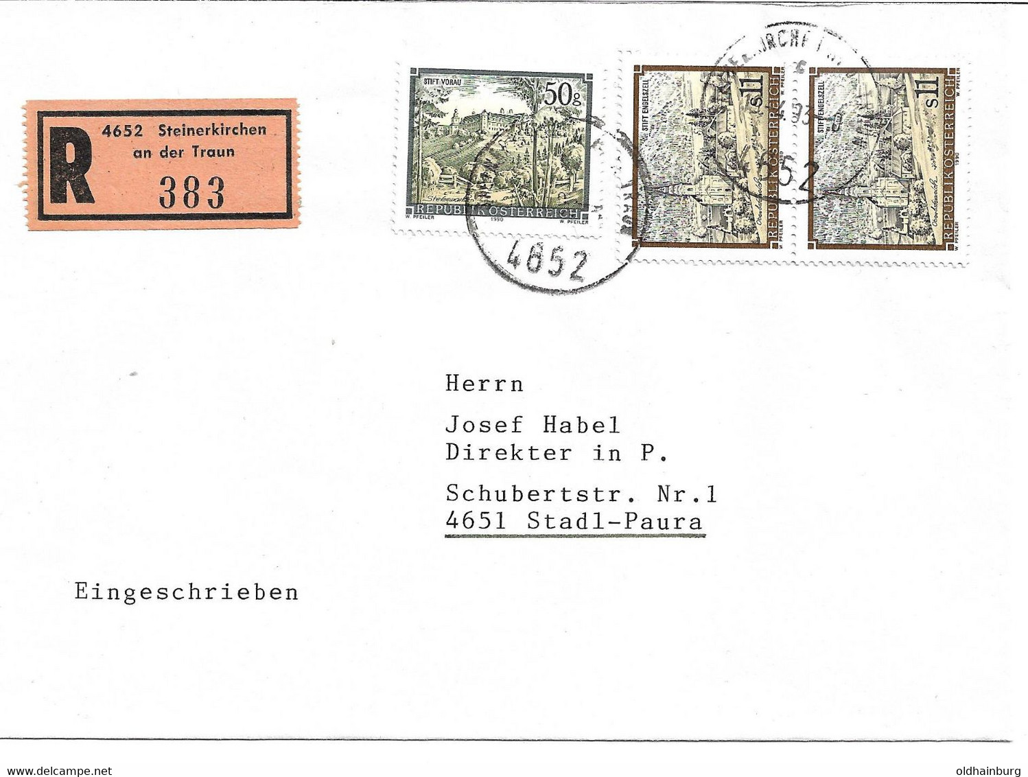 3219i: Heimatsammler 4652 Steinerkirchen An Der Traun, Rekobrief 1993 Nach 4651 Stadl- Paura - Wels