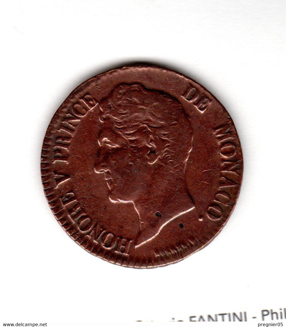 " Baisse De Prix " MONACO Pièce 5 Cent Honoré V 1837 TTB+  Gad-102 - 1819-1922 Honoré V, Charles III, Albert I