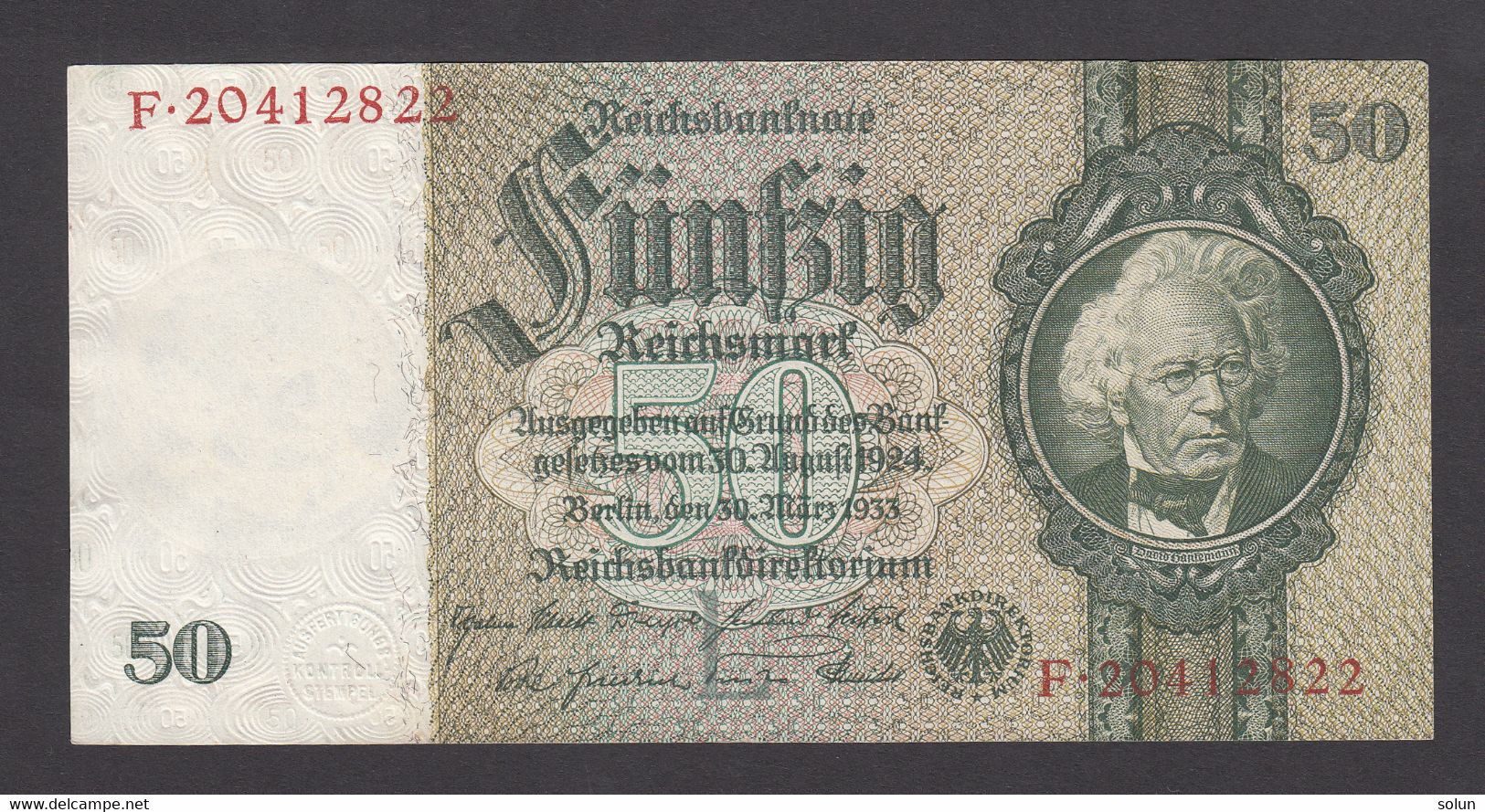 50 REICHSMARK 1933 GERMANY BANKNOTE - 50 Reichsmark