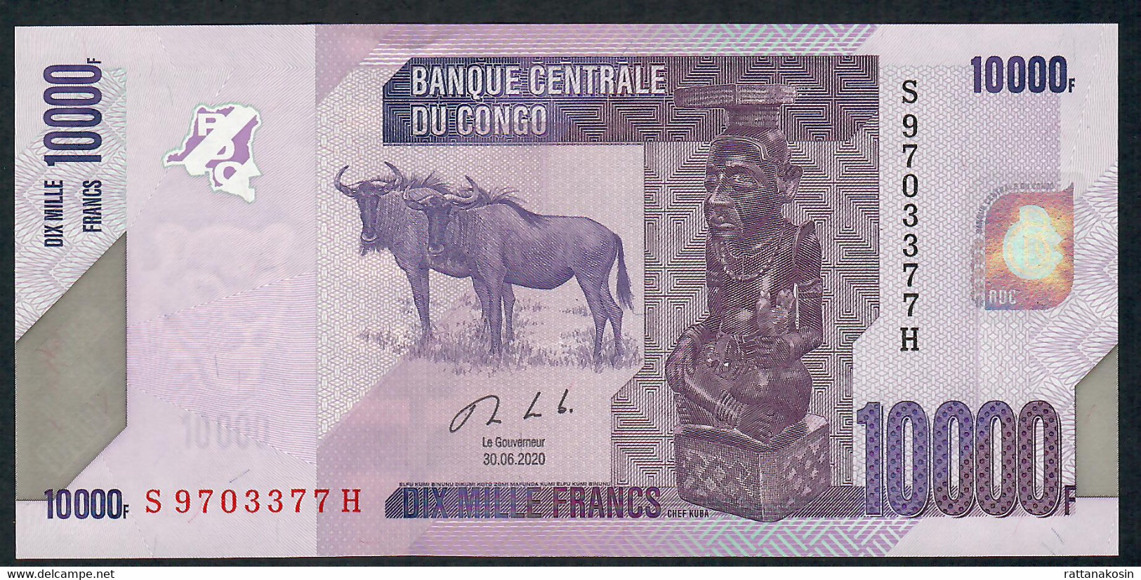 CONGO P103c 10.000 Or 10000 FRANCS 30.6.2020  #S/H      UNC. - République Démocratique Du Congo & Zaïre