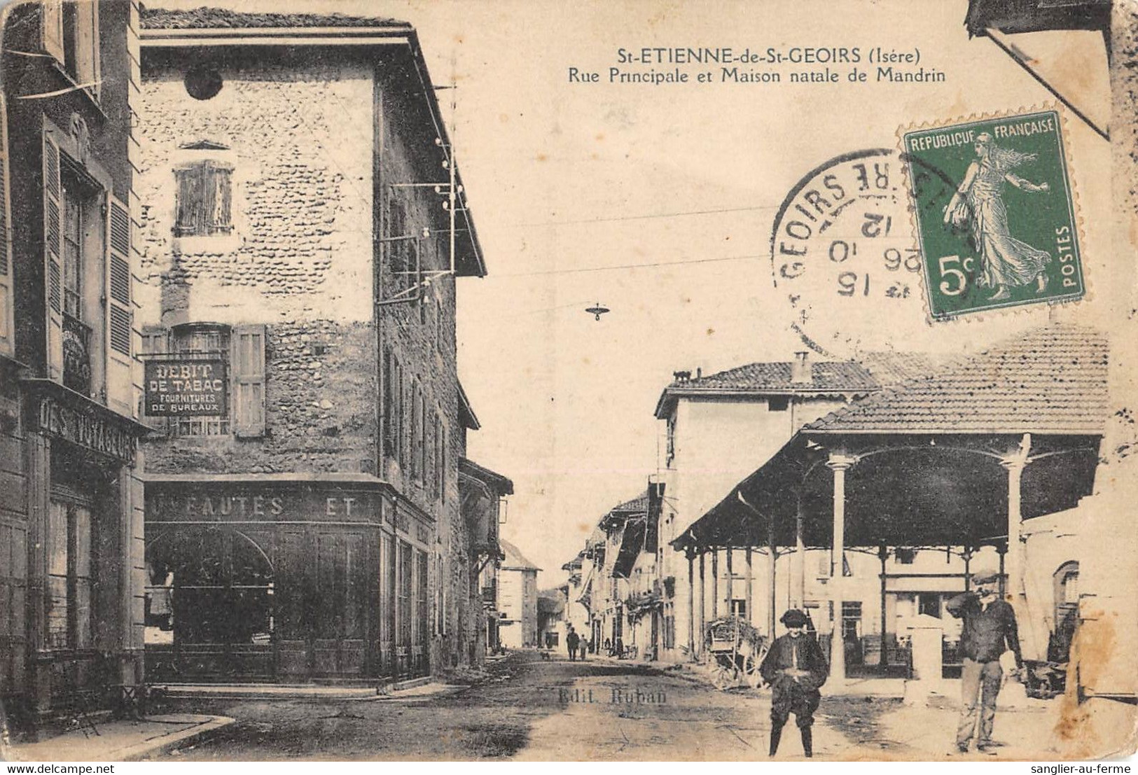 CPA 38 SAINT ETIENNE DE ST GEOIRS RUE PRINCIPALE ET MAISON NATALE DE MANDRIN - Altri & Non Classificati