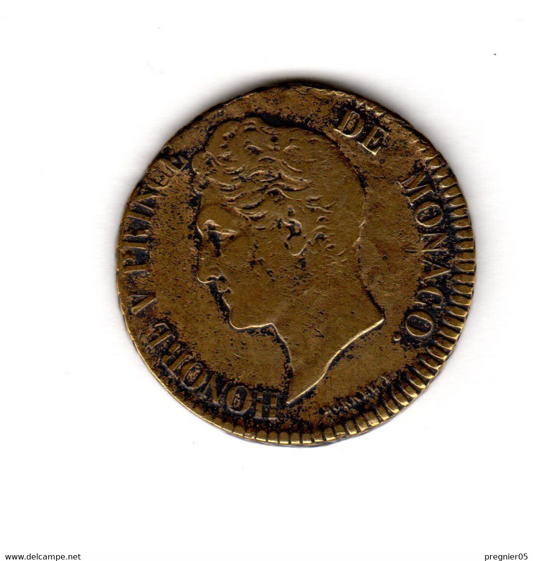 " Baisse De Prix " MONACO Pièce 5 Cent Honoré V 1837 Cuivre Jaune TB+  Gad-102 - 1819-1922 Honoré V, Charles III, Albert I