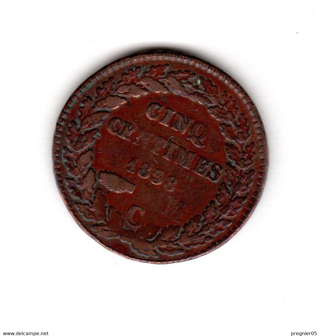 " Baisse De Prix " MONACO Pièce 5 Cent Honoré V 1838 TTB Gad-102 - 1819-1922 Honoré V, Charles III, Albert I