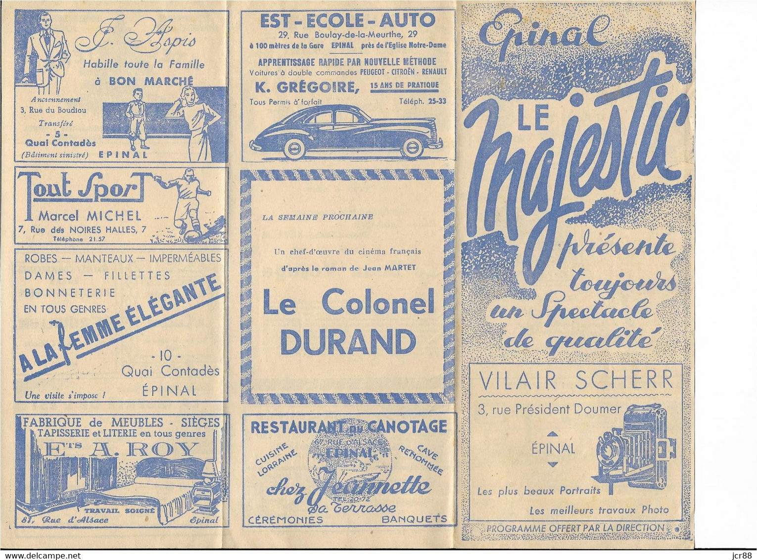 88 - Vosges - Epinal - Majestic Cinéma - Walt Disney - La Chartreuse De Parme - Programme - Programma's