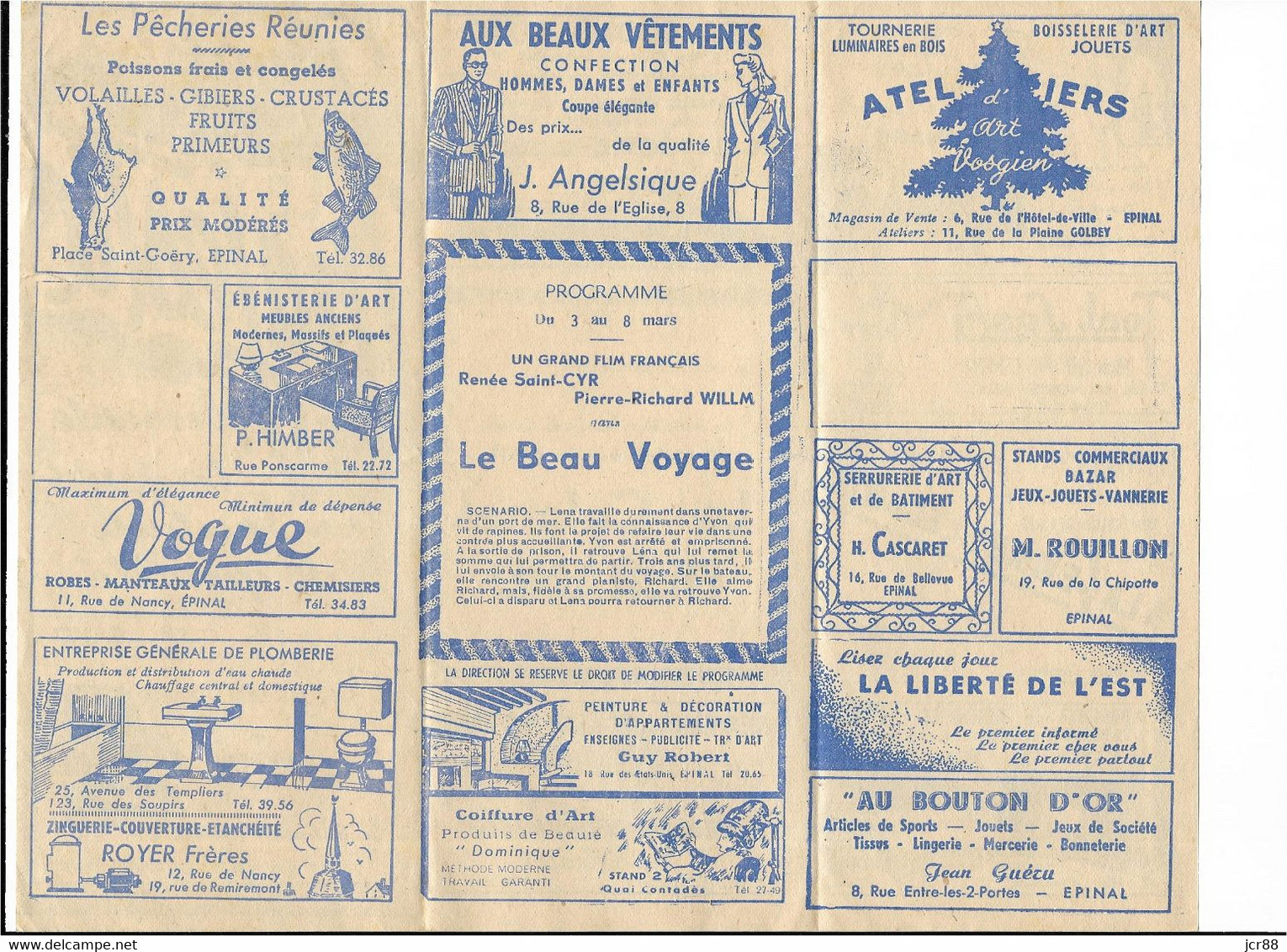 88 - Vosges - Epinal - Majestic Cinéma - Walt Disney - La Chartreuse De Parme - Programme - Programma's