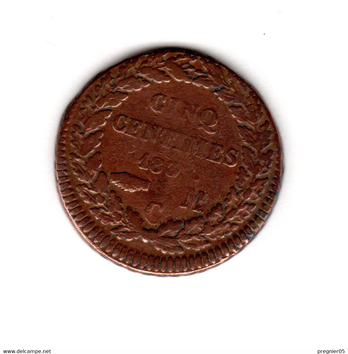 " Baisse De Prix " MONACO Pièce 5 Cent Honoré V 183. (Date Incomplète) TTB Gad-102 - 1819-1922 Honoré V, Charles III, Albert I