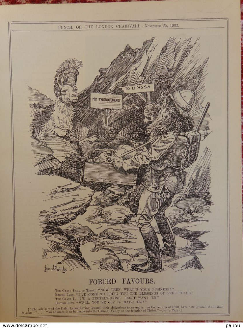 Punch, Or The London Charivari Vol. CXXV- NOVEMBER 25, 1903 - Magazine 18 Pages, Cartoons LHASSA LHASA LAMA THIBET TIBET - Altri & Non Classificati