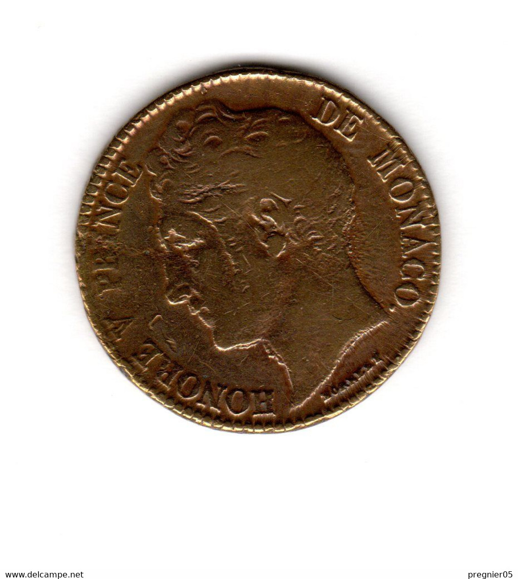 " Baisse De Prix " MONACO Pièce 5 Cent Honoré V Grosse Tête Cuivre Jaune 1837 TTB Gad-103 - 1819-1922 Honoré V, Charles III, Albert I