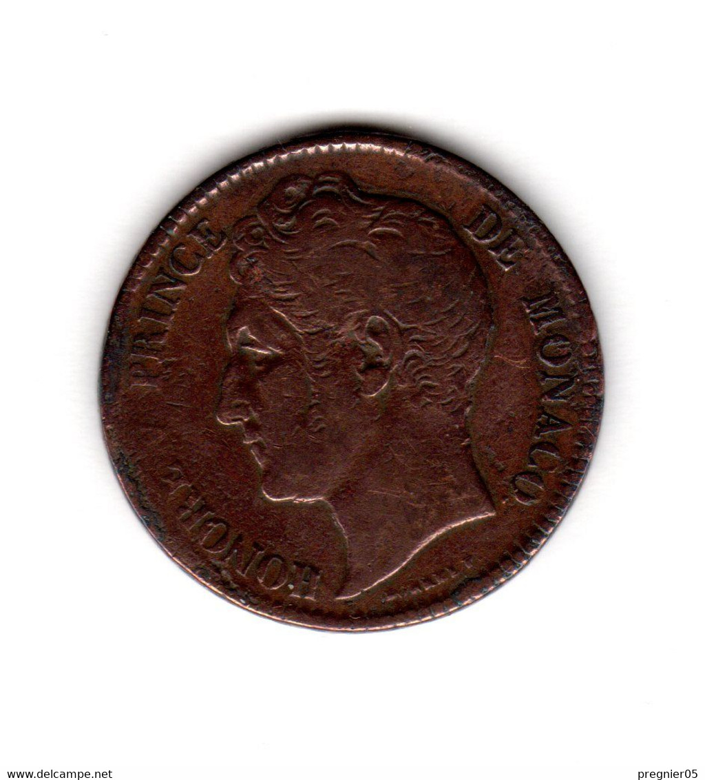 " Baisse De Prix " MONACO Pièce 5 Cent Honoré V Grosse Tête Cuivre Rouge 1837 TTB Gad-103 - 1819-1922 Onorato V, Carlo III, Alberto I