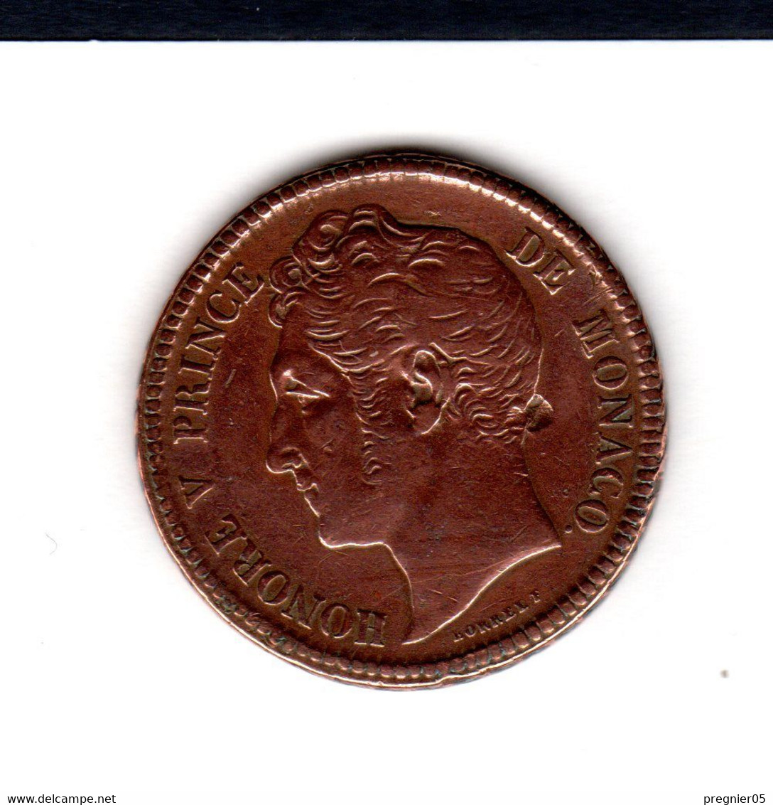 " Baisse De Prix " MONACO Pièce 5 Cent Honoré V Grosse Tête Cuivre Rouge 1837 SUP Gad-103 - 1819-1922 Honoré V, Charles III, Albert I