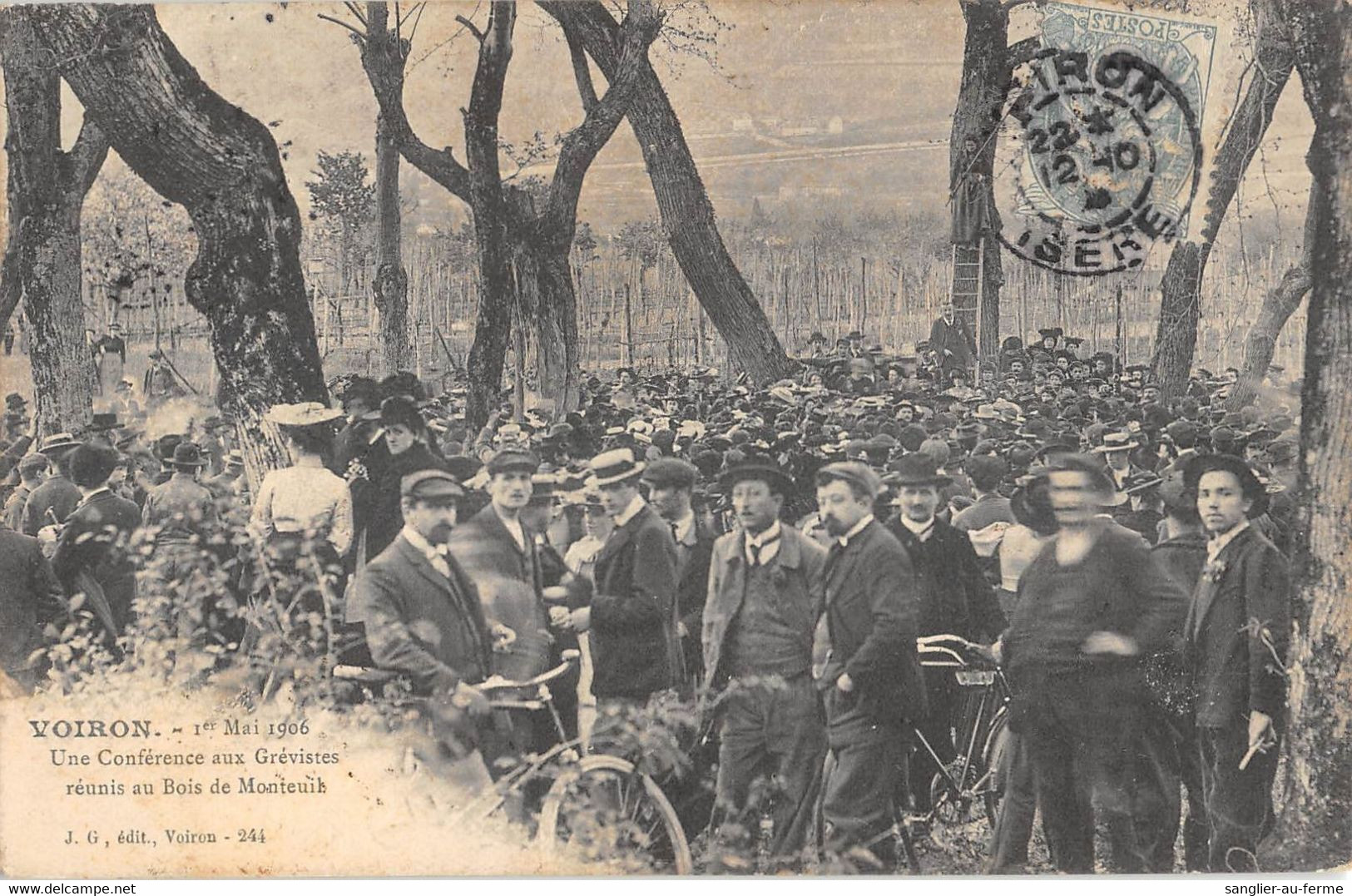 CPA 38 VOIRON 1ER MAI 1906 UNE CONFERENCE AUX GREVISTES REUNIS AU BOIS DE MONTEUIL - Other & Unclassified