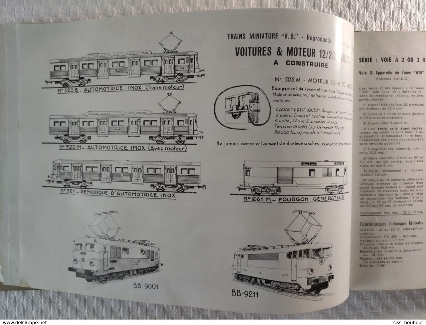 Catalogue de 1960 - "Chemins de Fer Electriques Miniature - VB" -  ECARTEMENT HO - SNCF - Trains, locomotives etc...