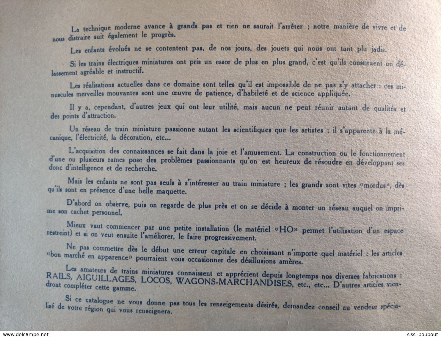 Catalogue de 1960 - "Chemins de Fer Electriques Miniature - VB" -  ECARTEMENT HO - SNCF - Trains, locomotives etc...