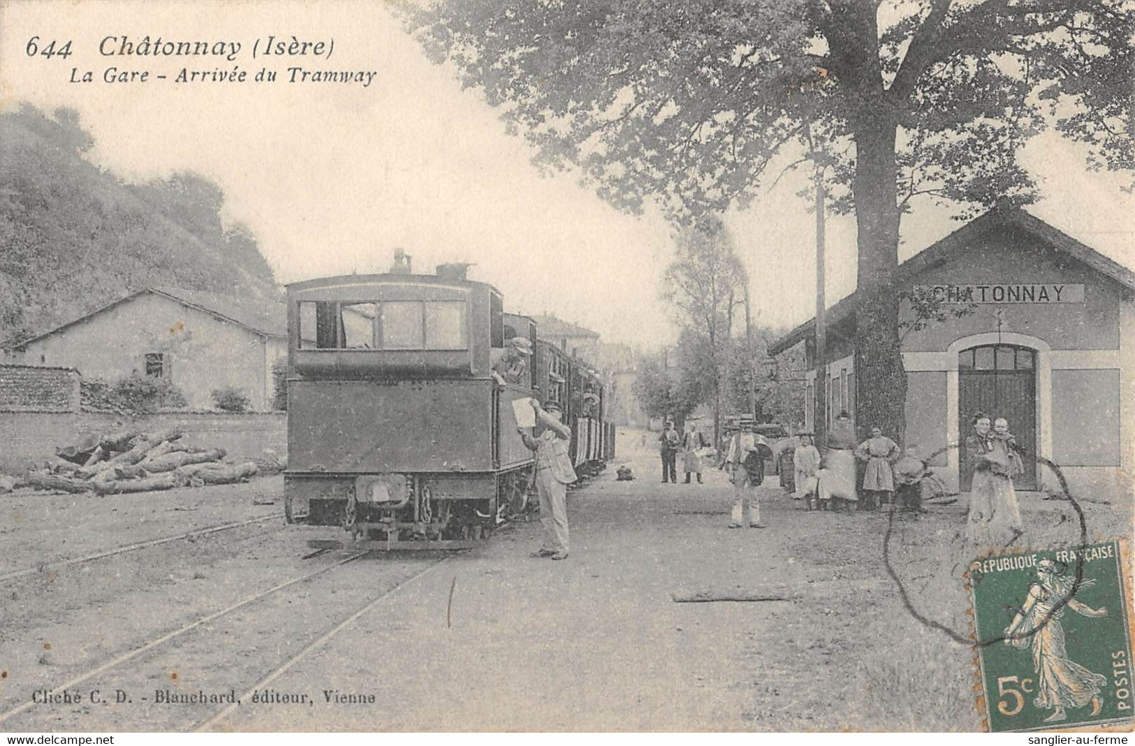 CPA 38 CHATONNAY LA GARE ARRIVEE DU TRAMWAY - Altri & Non Classificati