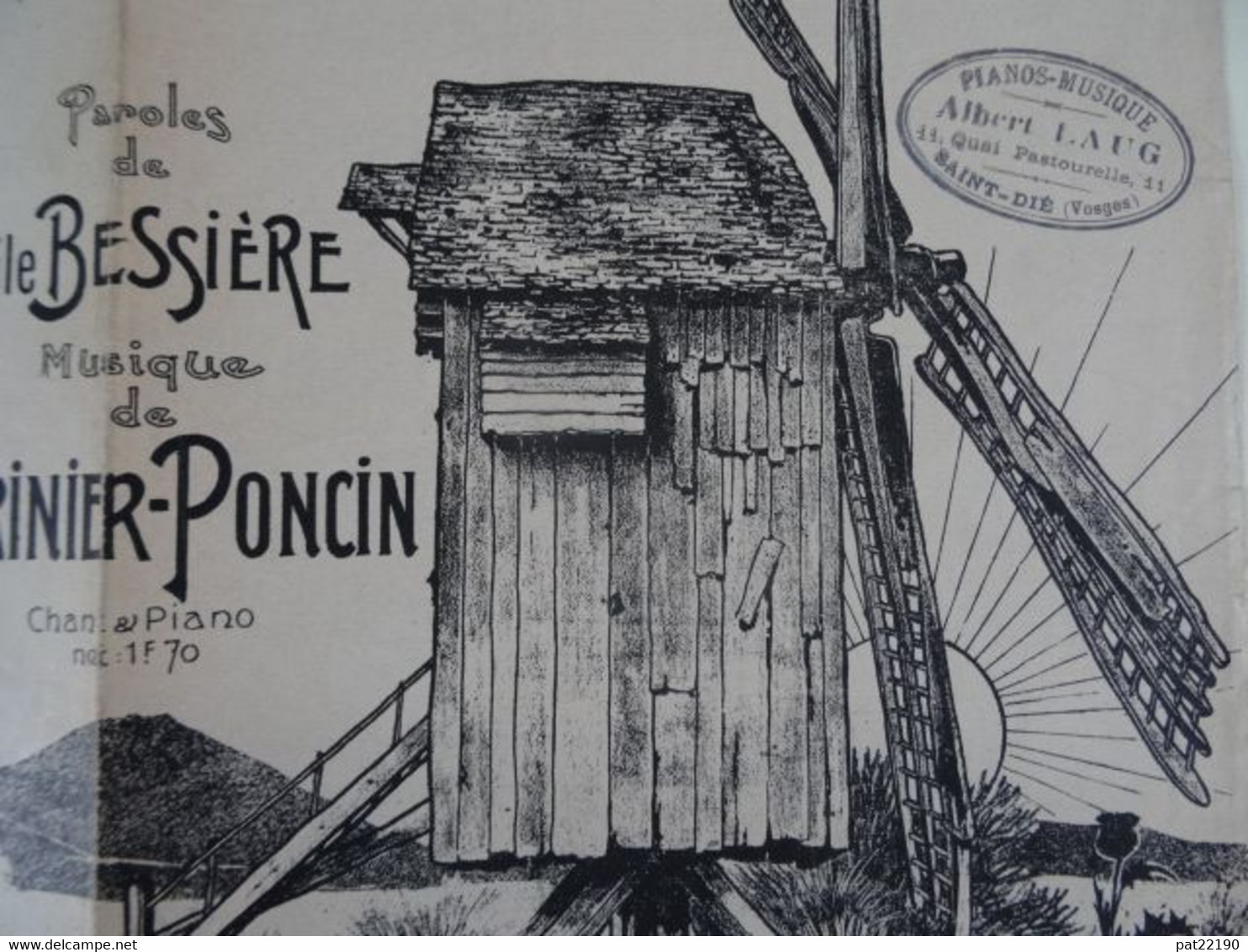 Partition Ancienne PF Segaud Ainé IllustrateurSous Les Ailes De Mon Moulin Henry Helme Emile Bessiere Marinier Poncin - Partitions Musicales Anciennes