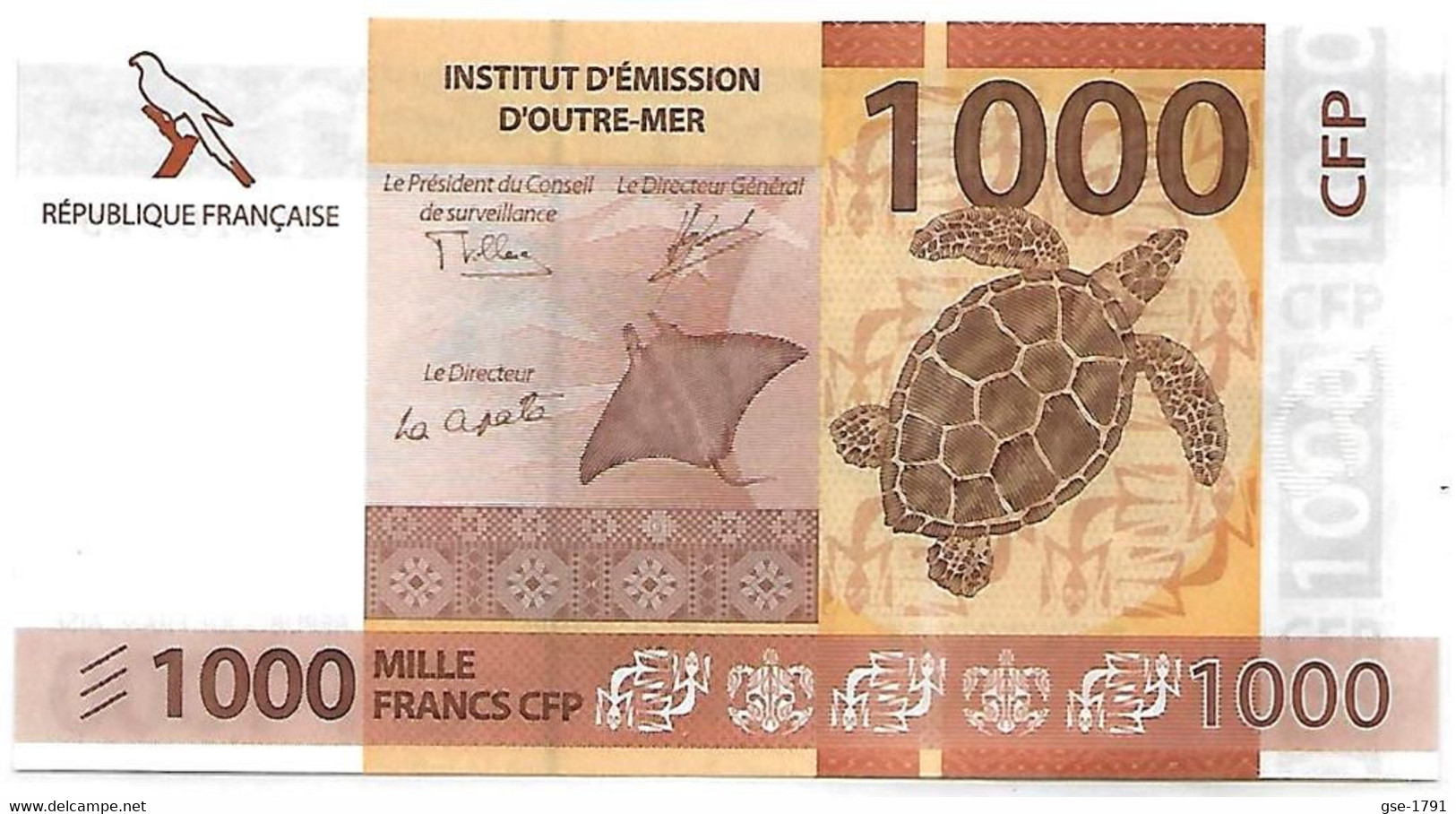 IEOM : Nlle CALEDONIE, TAHITI ,WALLIS  Nouveaux  Billets : 1000 Francs NEUF - Territoires Français Du Pacifique (1992-...)