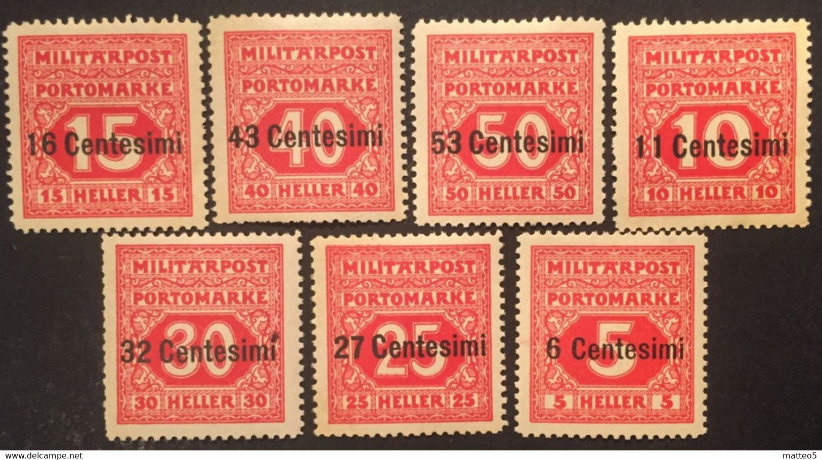 1918 - Italia-Occupazione Austriaca Veneto Friuli- Segnatasse Posta Militare Austro Ungarica OPT  -7 Valori Nuovi - A1 - Occ. Autrichienne