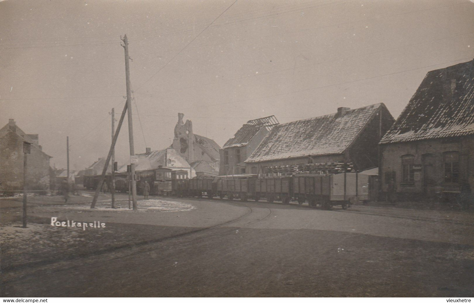 POELKAPELLE Photo Carte Ww1 Tram à Vapeur - Langemark-Poelkapelle