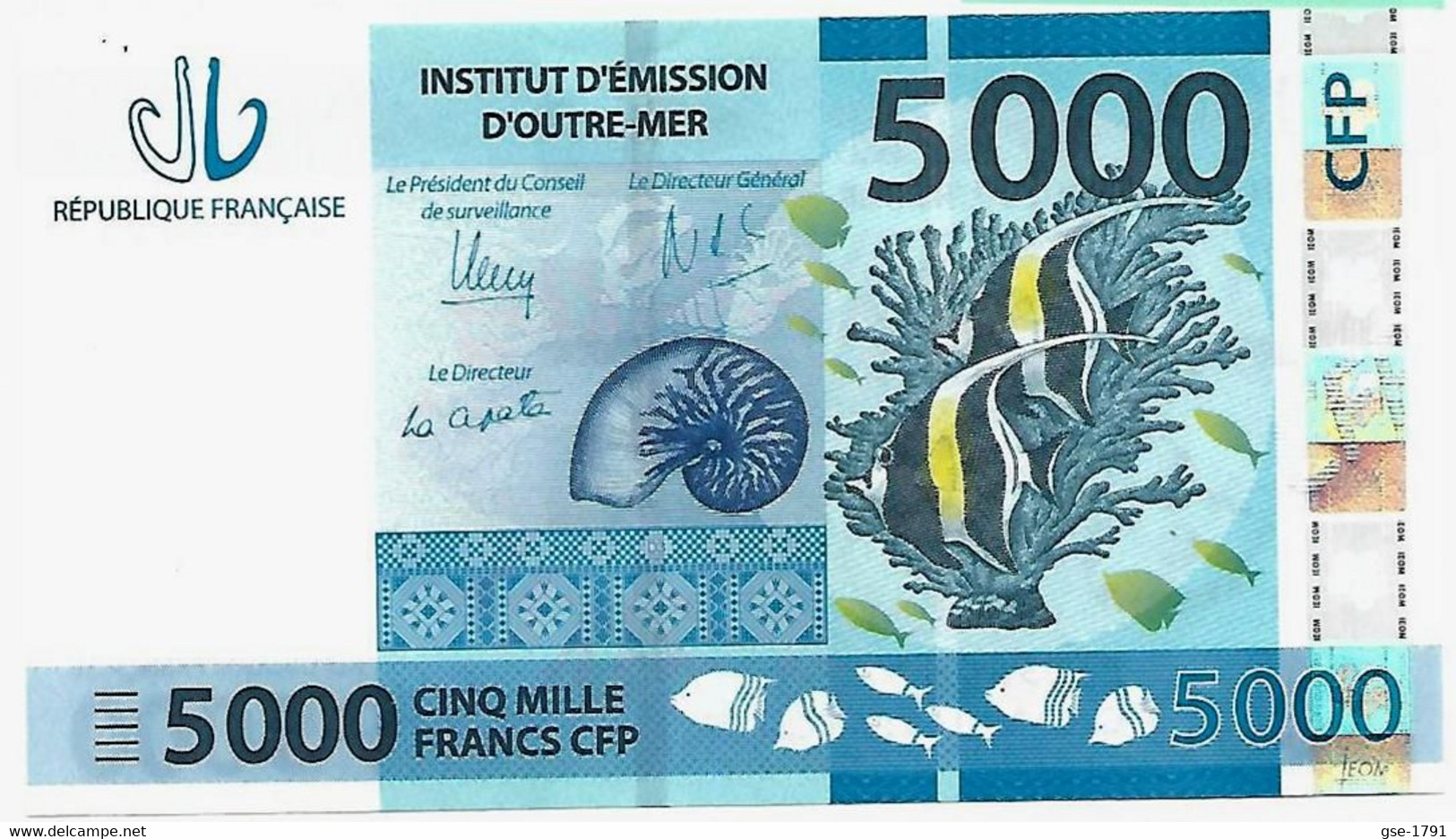 IEOM : Nlle CALEDONIE, TAHITI ,WALLIS  Nouveaux  Billet De 5000 Francs - Frans Pacific Gebieden (1992-...)