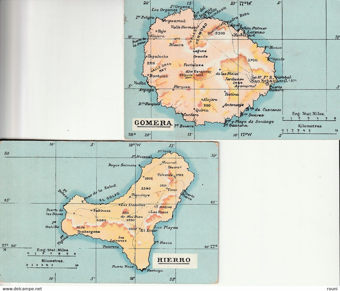 CARTE GEOGRAPHIQUE- MAP - LA PALMA - HIERRO - GRAN CANARIA - GOMERA - FUERTEVENTURA - 5 CPA - Sonstige & Ohne Zuordnung